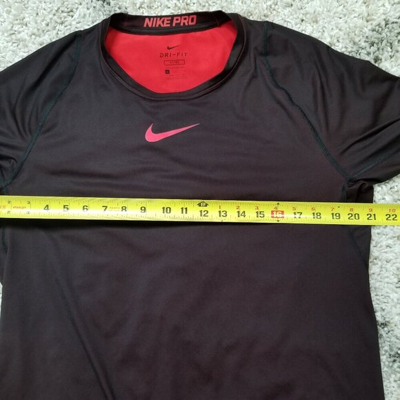 Nike Pro Dri-Fit Black and Red Short Sleeve Shirt Size Large - Picture 3 of 7
